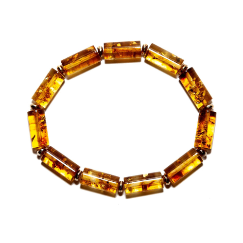 Браслет из натурального янтаря, бусины 15 на 7 мм, размер. Янтарный браслет из Калининграда