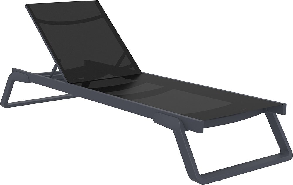 Шезлонг-лежак металлический Siesta Contract Tropic, черный, темно-серый