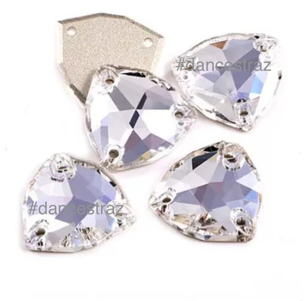 Стразы пришивные, Fat Triangle, Crystal, T001, 16mm, (18 ea/pkg), 5A+best, (F2)