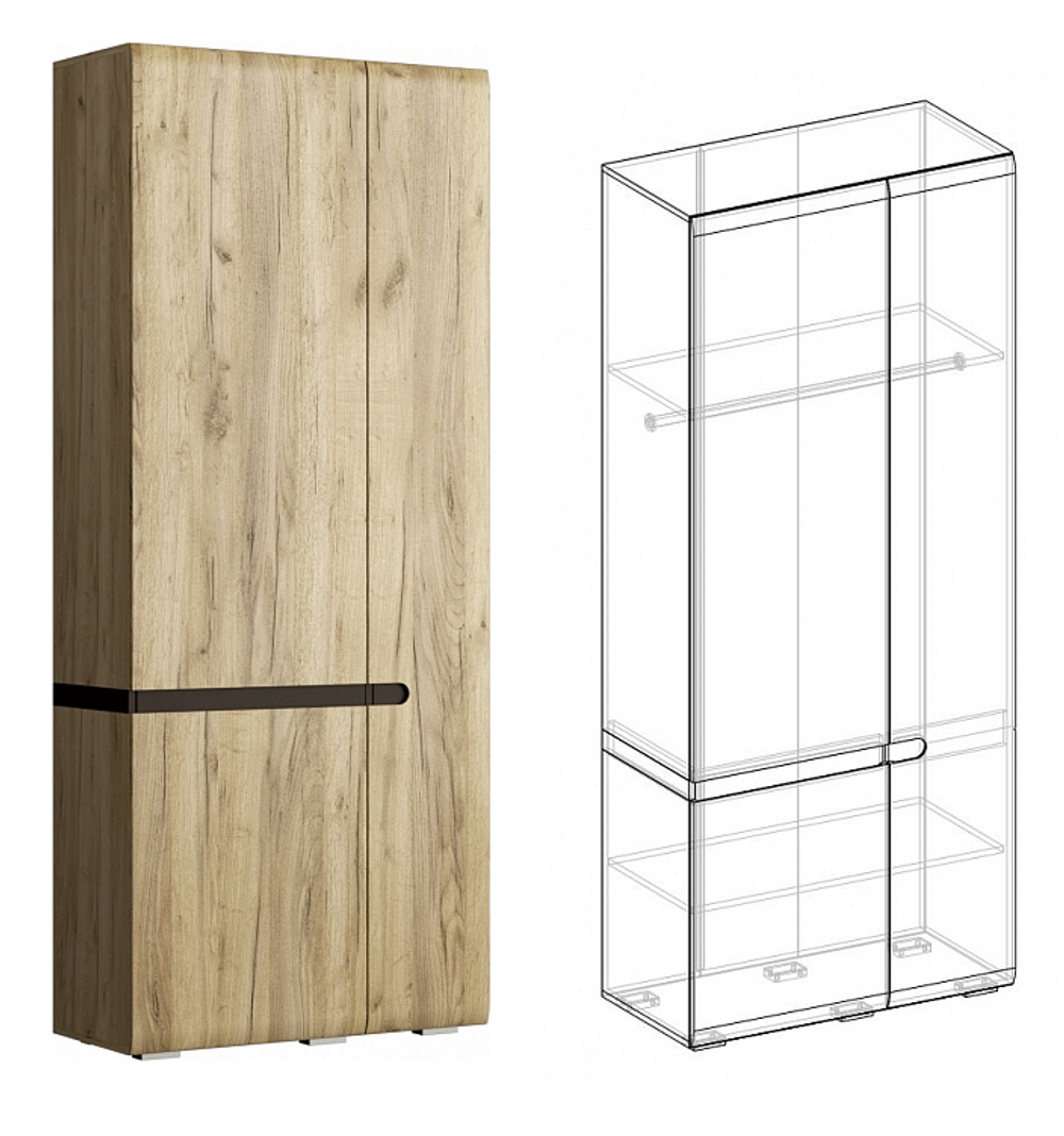 Шкаф 2х. створчатый Ультра серый крафт/дуб приморский