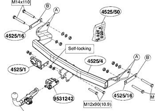 Фаркоп Brink (Thule) 452500 для Jeep Compass MK 06-/Patriot PK 07- съемное крепление(паспорт и сертификат в комплекте)(без электрики)