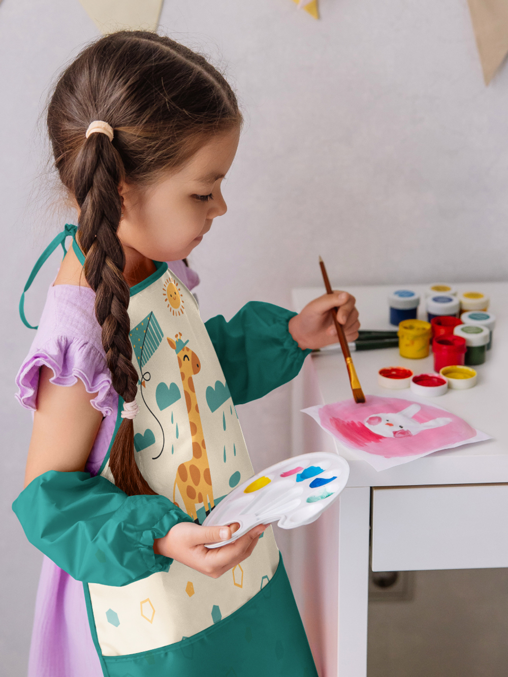 Фартук для творчества на завязках. Жираф