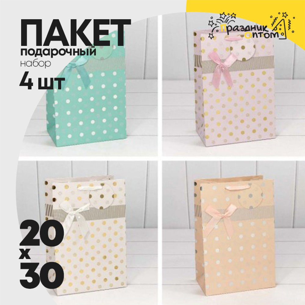 Пакет подарочный 20х30х13см "Леди" с тиснением (Микс)