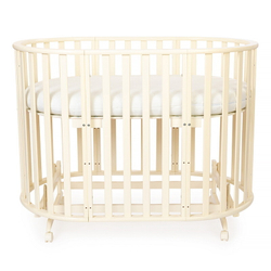 Кроватка-трансформер овальная Vikalex Лоди маятник на колёсах белый