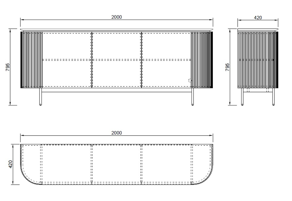 Комод Garda Decor Скала (Scala) 200*42*80 см