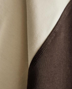 ZARA HOME ДВУХЦВЕТНАЯ ХЛОПКОВАЯ ФУТБОЛКА, КОРИЧНЕВЫЙ