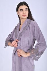 Халат женский велюровый 0519 серый NUSA Турция