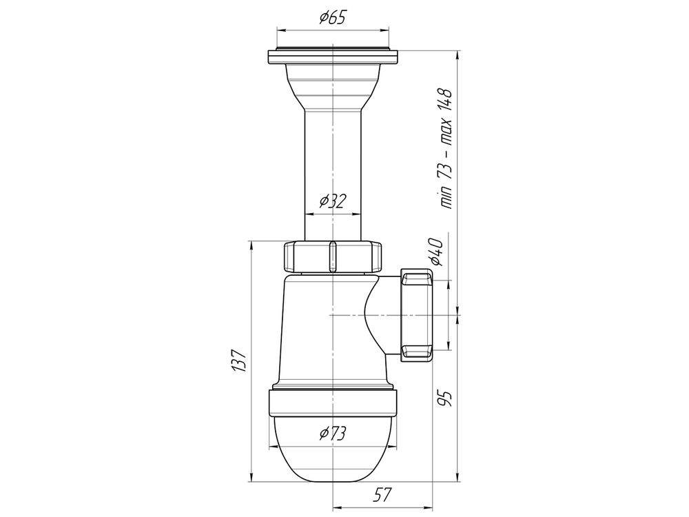 Сифон 1 1/4*40 Ani C2000 АНИ пласт