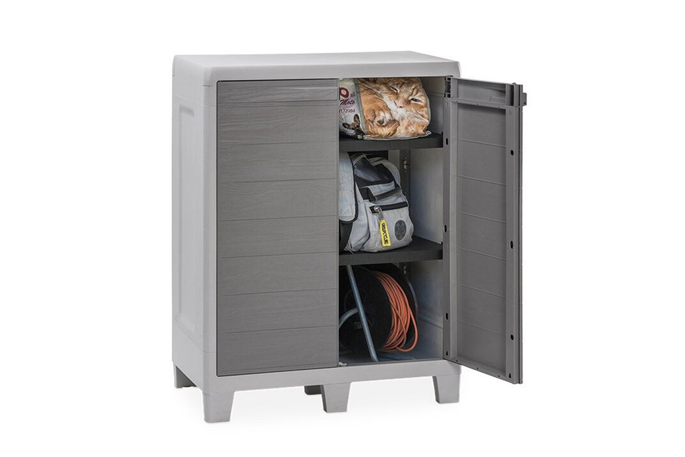 Уличная тумба TOOMAX 2х дверная глубокая WOODY'S XL (2 полки), светло-серый