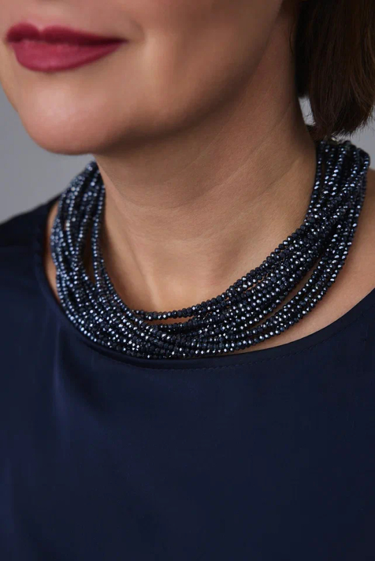 Колье "Венеция"из венецианского стекла бисерной огранки, цвет чернильный