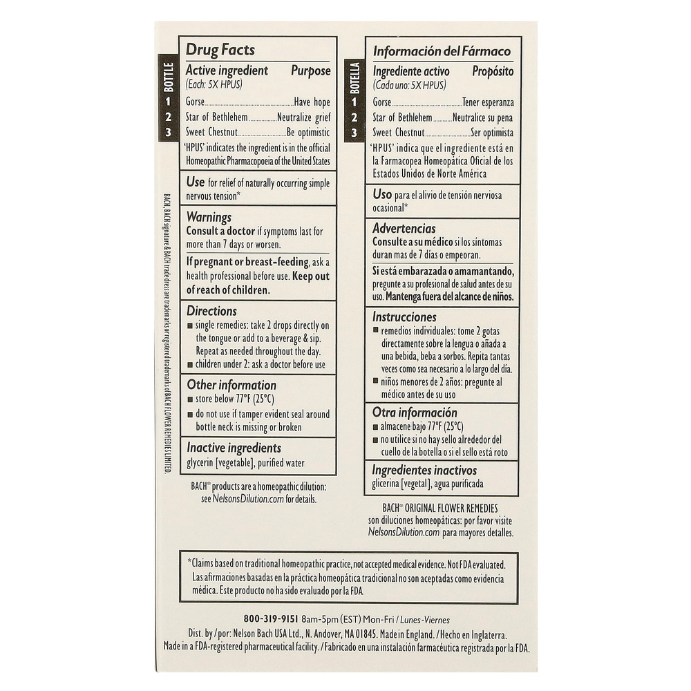 Bach, Original Flower Remedies, Comfort Kit, Hope & Joy, 3 пипетки, 10 мл (0,35 жидк. унц.)