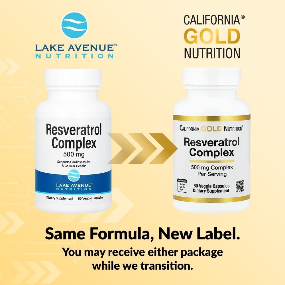 California Gold Nutrition, комплекс с ресвератролом, 60 растительных капсул
