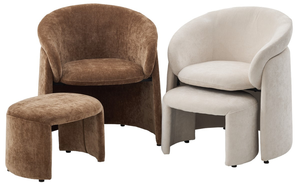 Кресло М-City DISAUR +Оттоманка Хаг (Hug) At5139-13 Коричневый, ткань, каркас Металл В Обивке