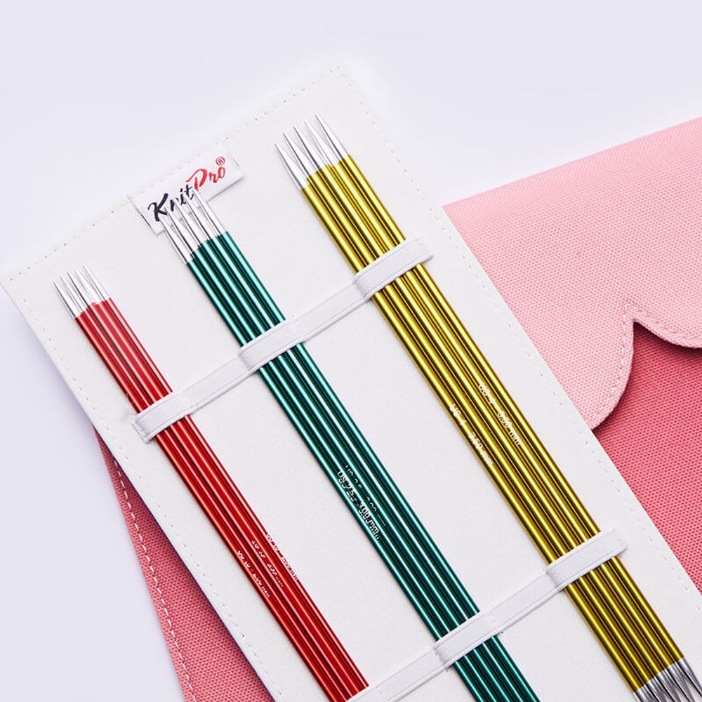 Набор чулочных спиц Knit Pro 20см Zing, алюминий, 6 видов (новый дизайн 47402), 47422