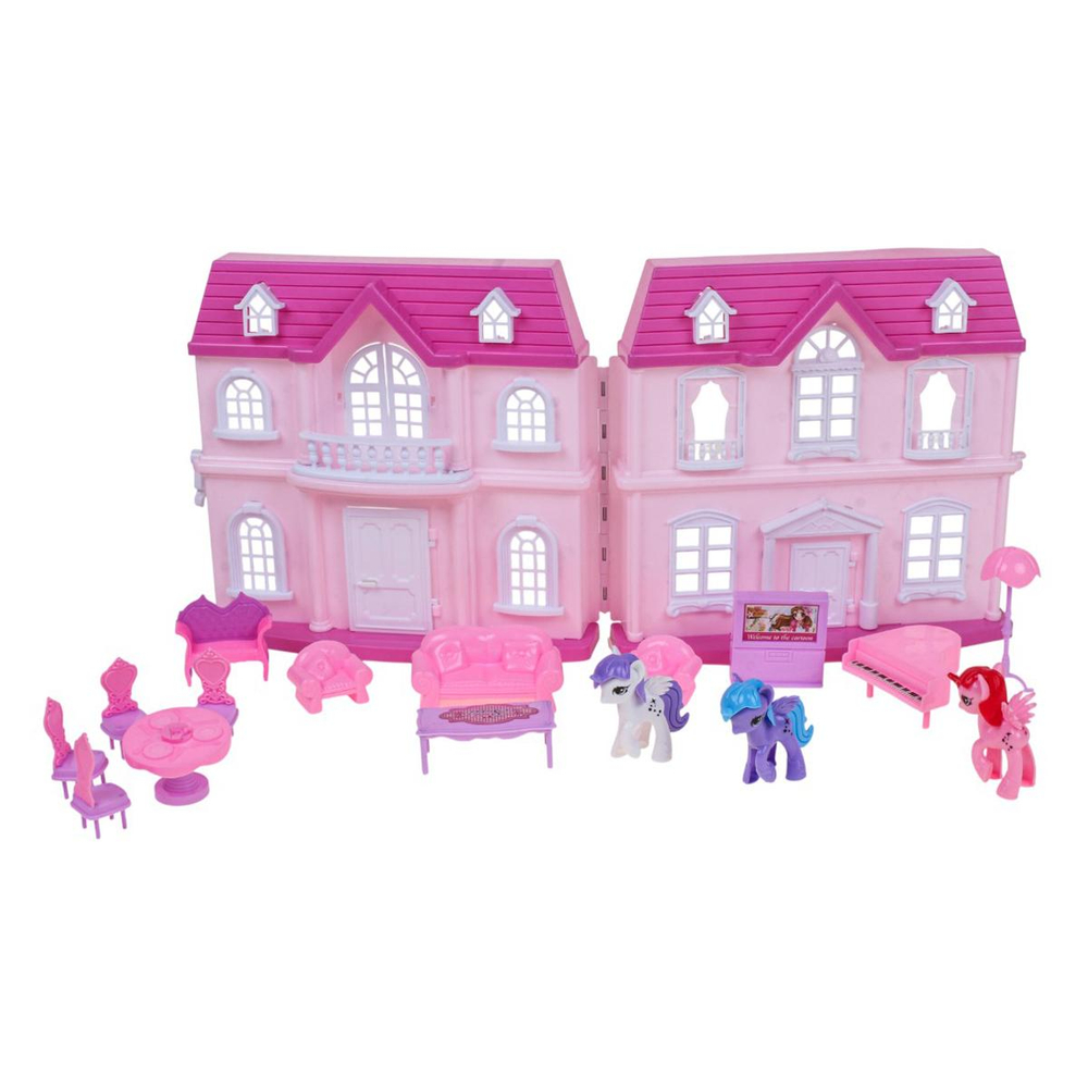 Игрушечный дом для куклы с мебелью и фигурками коробка 666-2260AM