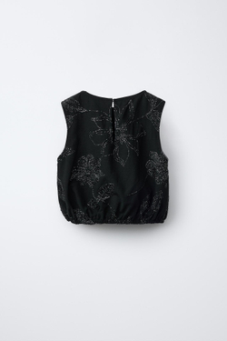 ZARA ТОП С ВЫШИВКОЙ, ЧЕРНЫЙ