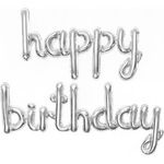 Набор шаров (17''/43 см) Мини-Надпись "Happy Birthday", Серебро, 1 шт. в уп.