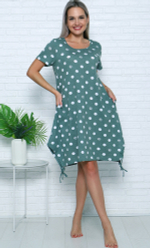 [m]Туника в горох 605/2023 зелёная