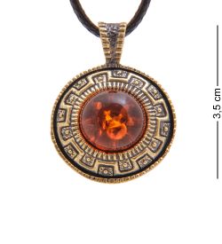 AM-3369 Подвеска «Жетон Череп» (латунь, янтарь)