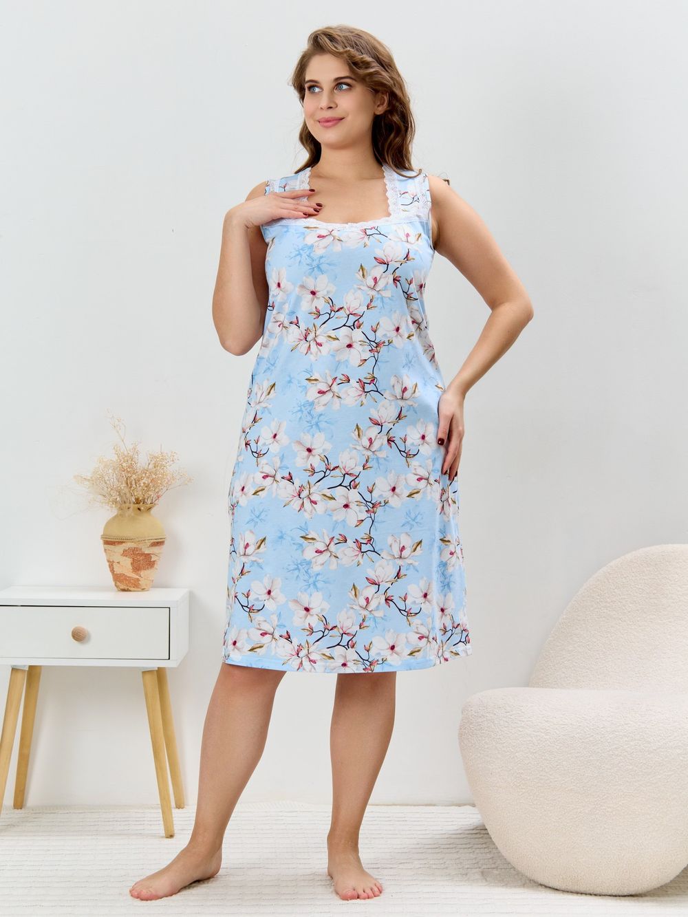 Ночная сорочка Узор-3 Виотекс ГОЛУБОЙ