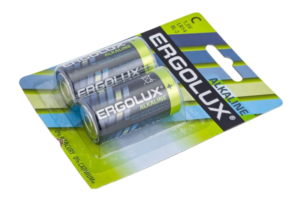 Батарейка Ergolux 1.5В, LR14, Alkaline, BL-2 11751