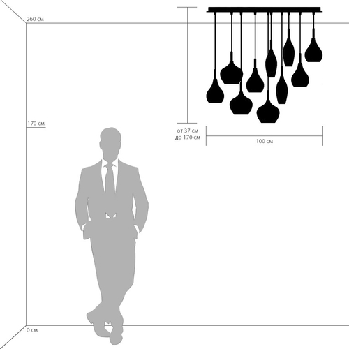 803125 Подвес PENTOLA 12x25W G9 хром/янтарь/дымчатый/оливковый/сливовый
