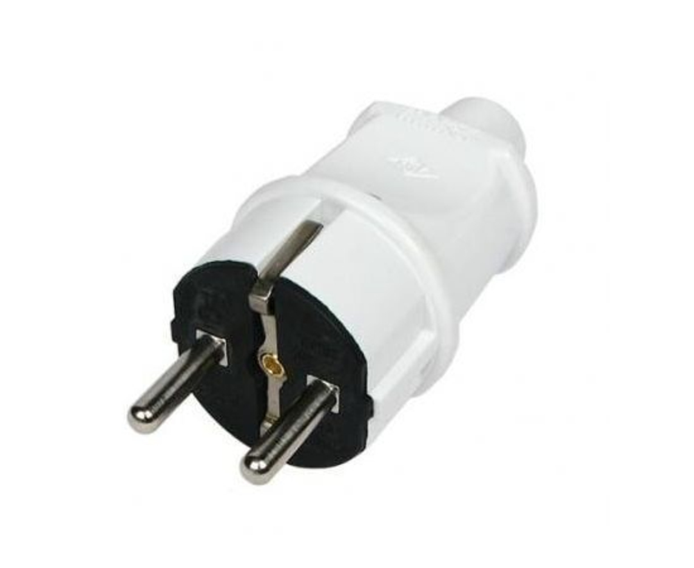 Вилка прямая с/з 16А 250В белая Makel