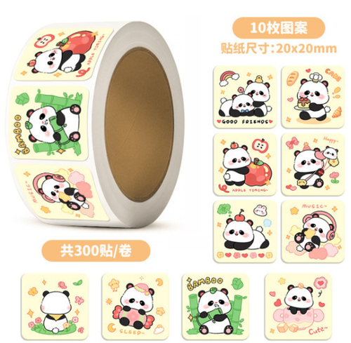 Наклейки бумажные Панда 2*2 см 300 шт. (201981040)