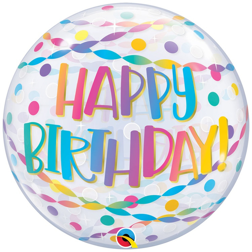 Шар Фольгированный Конфетти гирлянды Bubble Прозрачный (Ассорти)
