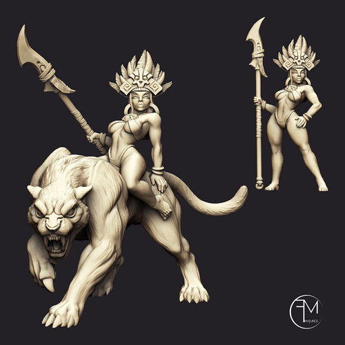 Человек Воин Паладин Варвар Файтер Рыцарь Всадник на пантере миниатюра для dnd, днд, pathfinder, фентези, Настольная игра, НРИ, Варгейм, РПГ