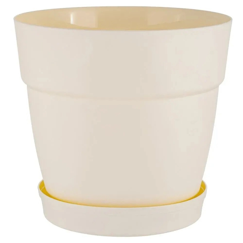 Горшок для цветов InGreen Villa de Fiori с фиксируемым поддоном 2л, D170мм, белоснежный жа