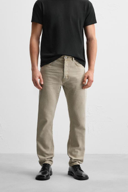 ZARA ДЖИНСЫ REGULAR FIT, БЕЖЕВЫЙ