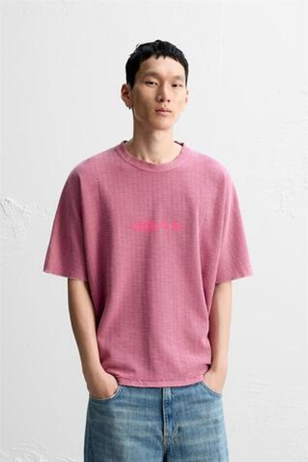 ZARA ФУТБОЛКА С НАШИВКОЙ, РОЗОВЫЙ