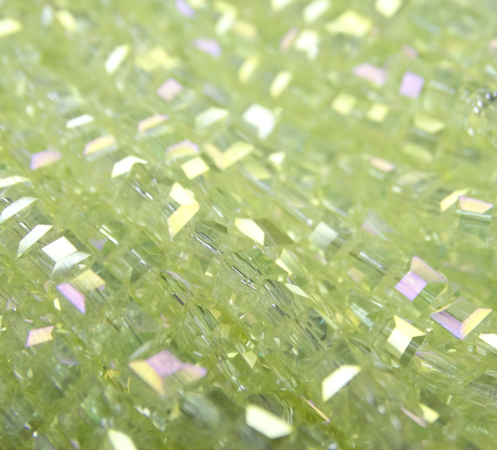 БВ004ДС4 Хрустальные бусины квадратные, цвет: лимонный AB прозрачный, размер 4 мм, кол-во: 44-45 шт.