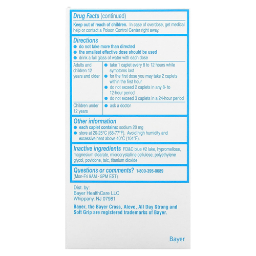 Aleve, Напроксен в таблетках, 220 мг, 50 капсул