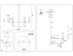 Светильник на штанге LH55515/12 BK/BS/CL черный/латунь/прозрачный E14*12 max 40W D860*905