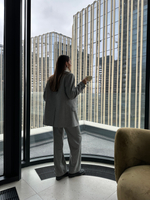 Брюки из шерсти со складками светло-серые