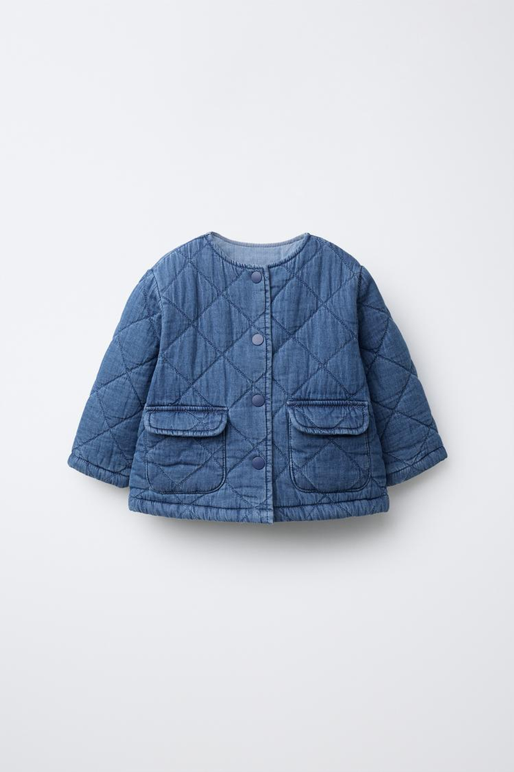 ZARA УТЕПЛЕННАЯ ДЖИНСОВАЯ КУРТКА, СИНИЙ