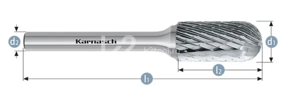 Борфреза Karnasch форма C (цилиндр со сферическим концом), твердосплавная
