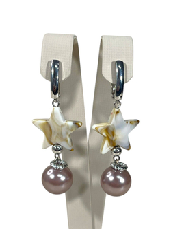 Серьги со звездой и жемчугом