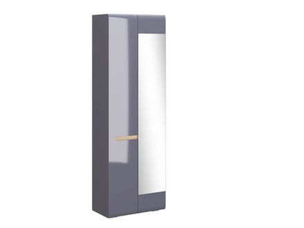 Коллекция Стокгольм Шкаф 2х створчатый с зеркалом правый (380) Серый Графит/Графит Глянец (Набор)