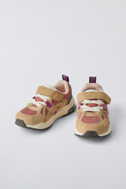 ZARA КРОССОВКИ ИЗ РАЗНЫХ МАТЕРИАЛОВ, РОЗОВЫЙ