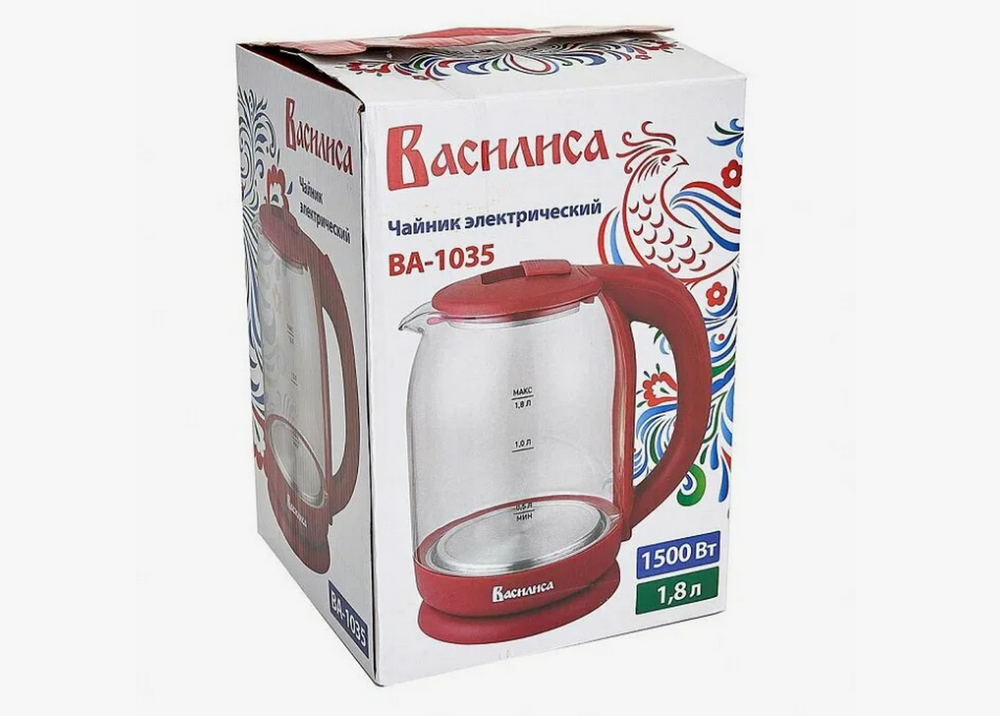 Чайник Василиса BA-1035 стекло (бордовый)