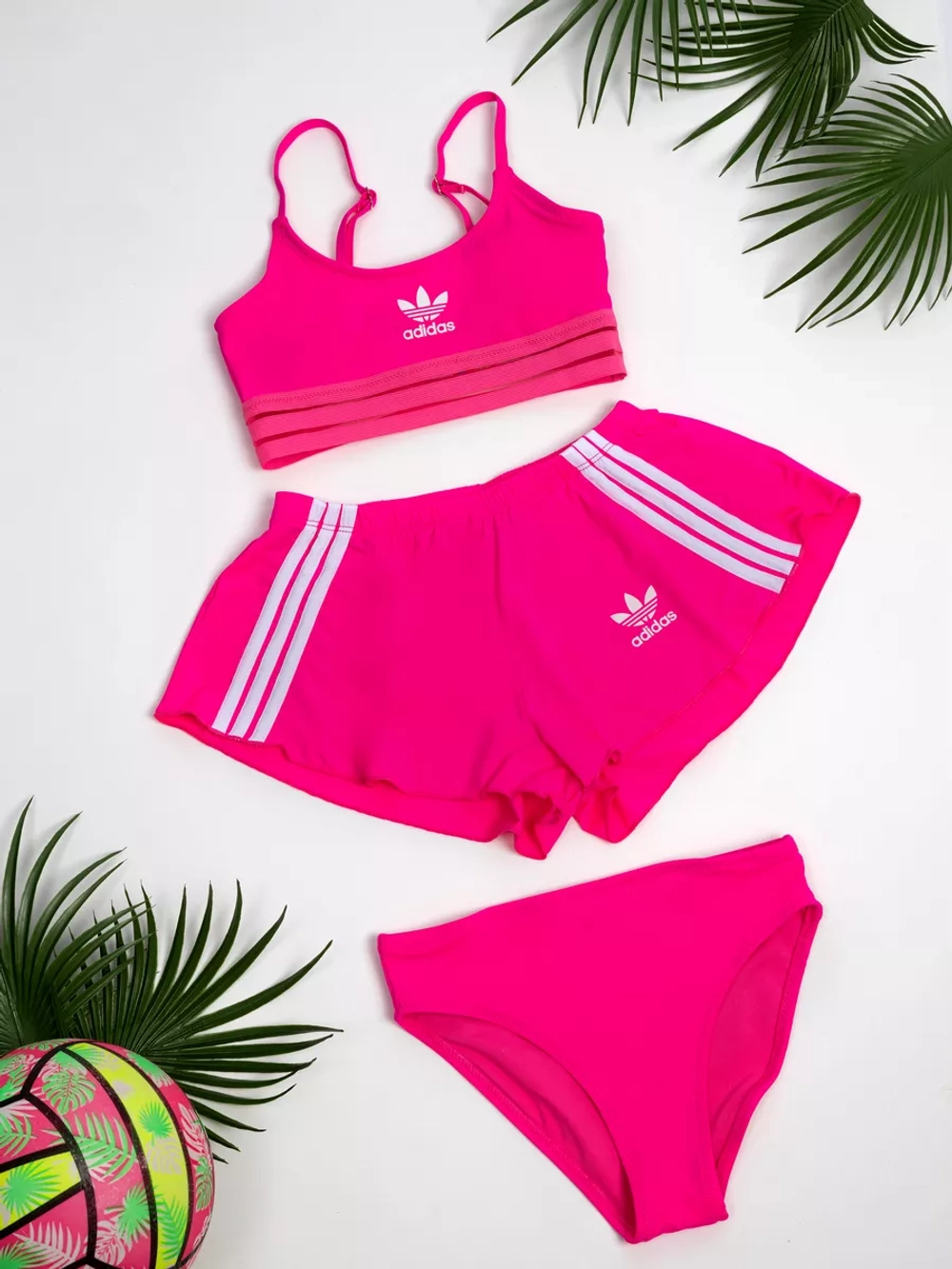 купальник раздельный 3 в 1 с шортами спортивный Adidas