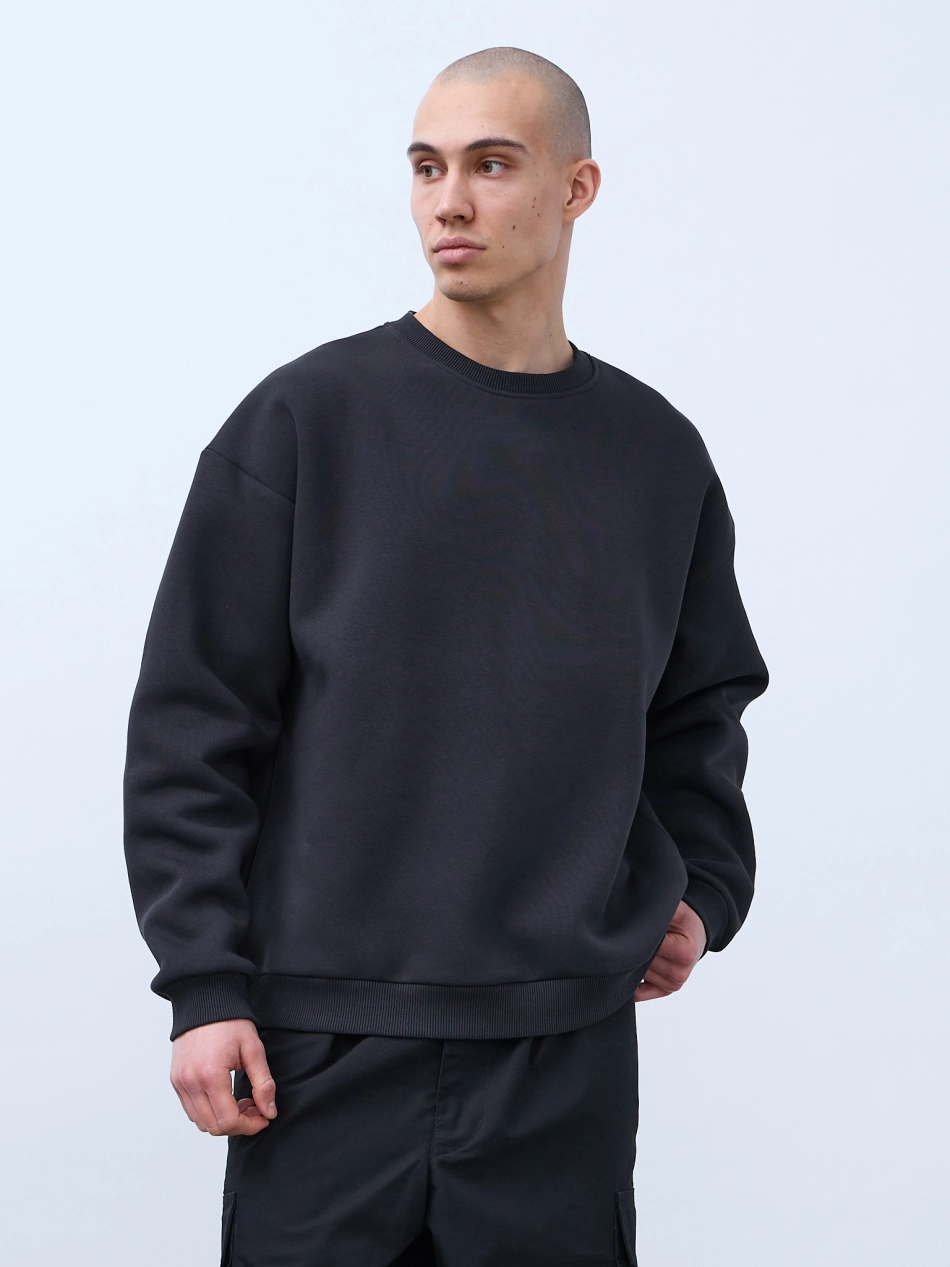 Свитшот оверсайз, с начесом (графит)