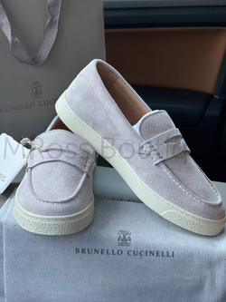Лоферы Brunello Cucinelli мужские замшевые бежевого цвета