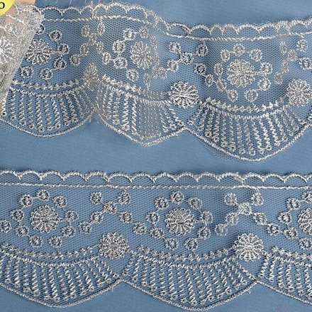 Кружево на жесткой сетке Exclusive  J2052W-2 шир.55мм цв.E1015 серый упак13,71м