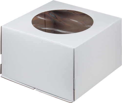Коробка для торта с окном гофрокартон 300*300*190 мм (белая)