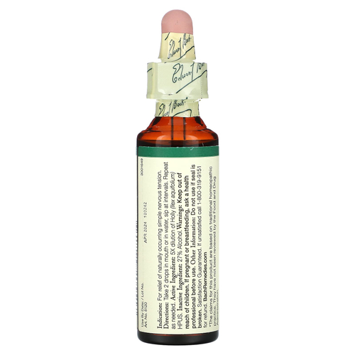 Bach, Original Flower Remedies, Холли, 20 мл (0,7 жидк. унц.)