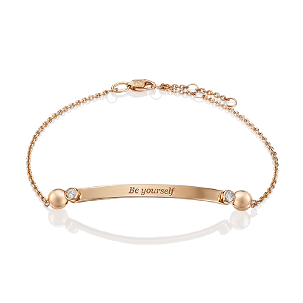 Браслет «Будь собой» из красного золота с фианитами